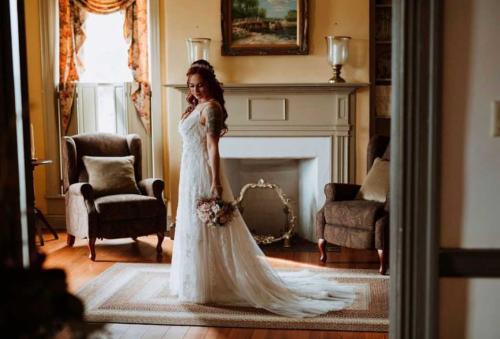 Bride in her wedding dress